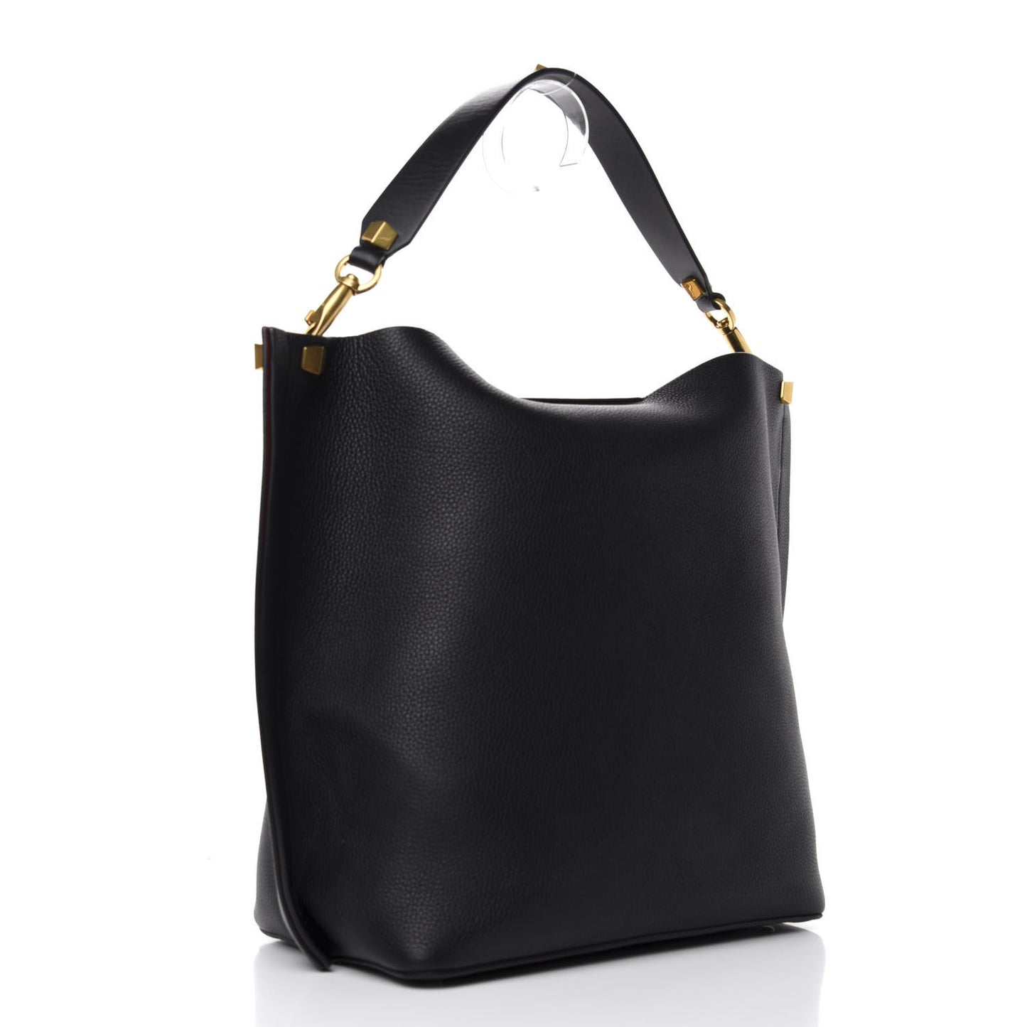 Grainy Calfskin Escape Hobo Bag Black