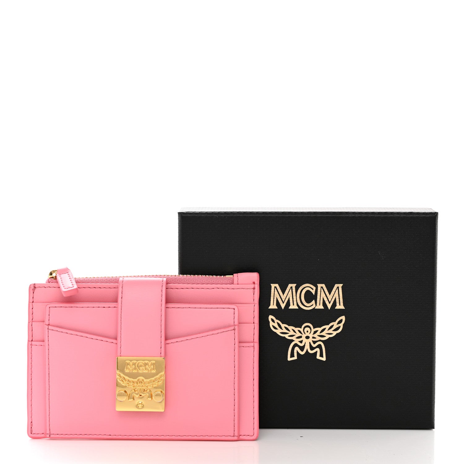 MCM Calfskin Patricia Mini Card Holder Pink 8 of 8