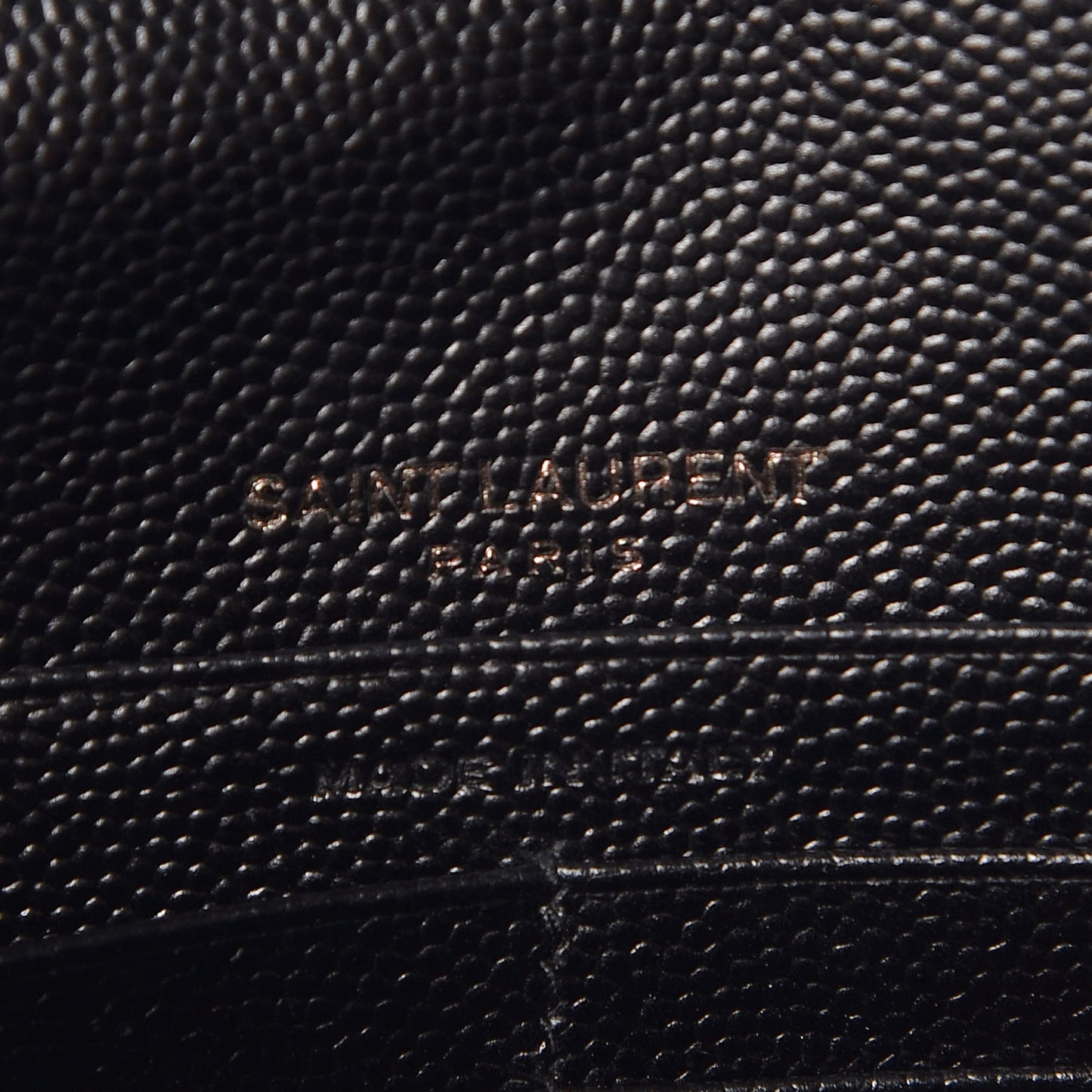 Grain De Poudre Matelasse Chevron Monogram Envelope Chain Wallet Black