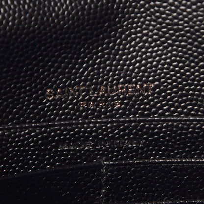 Saint Laurent Grain De Poudre Matelasse Chevron Monogram Envelope Chain Wallet Black 8 of 9