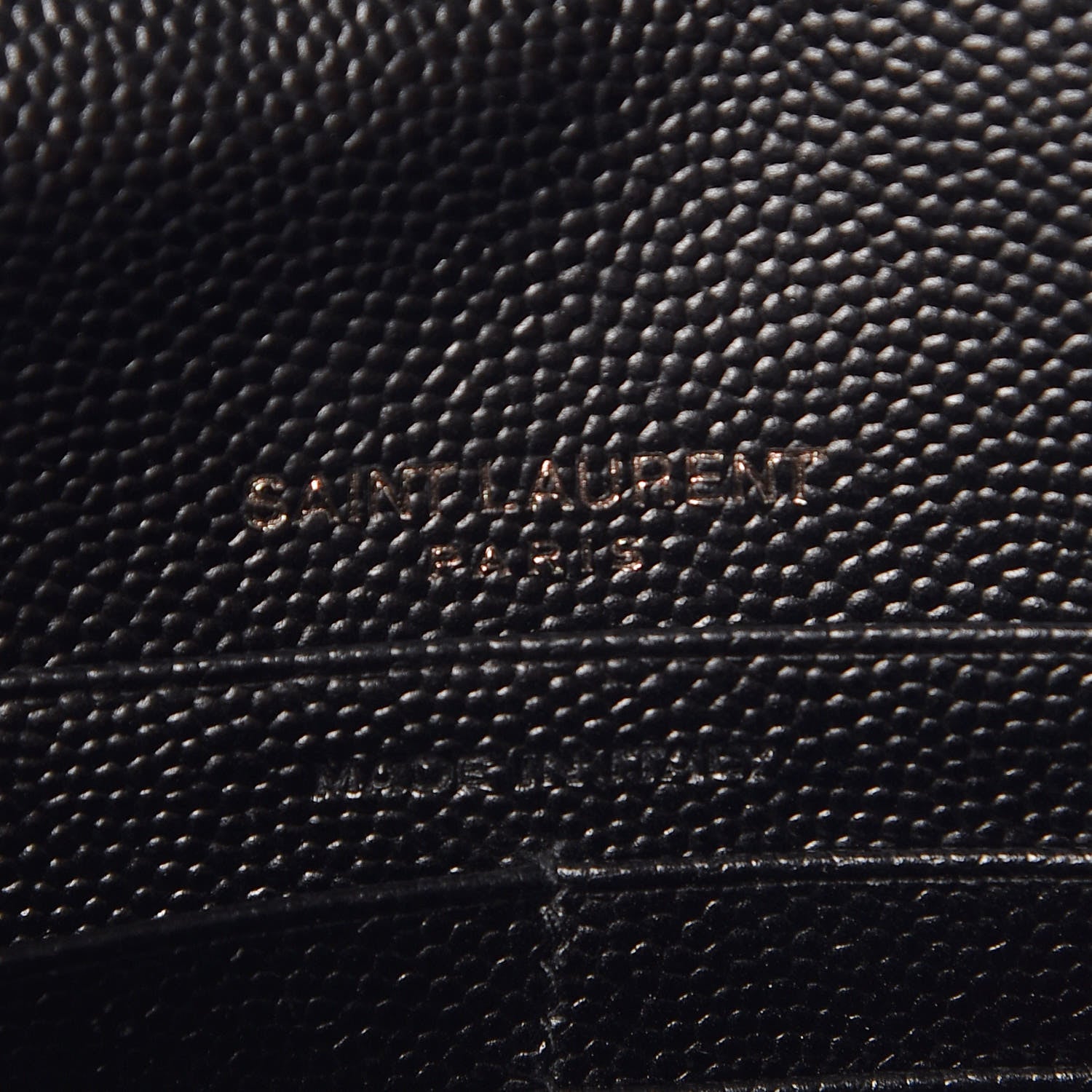 Saint Laurent Grain De Poudre Matelasse Chevron Monogram Envelope Chain Wallet Black 8 of 9