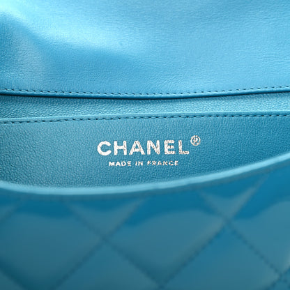 Chanel Patent Quilted Clutch with Chain Flap Blue 6 of 9