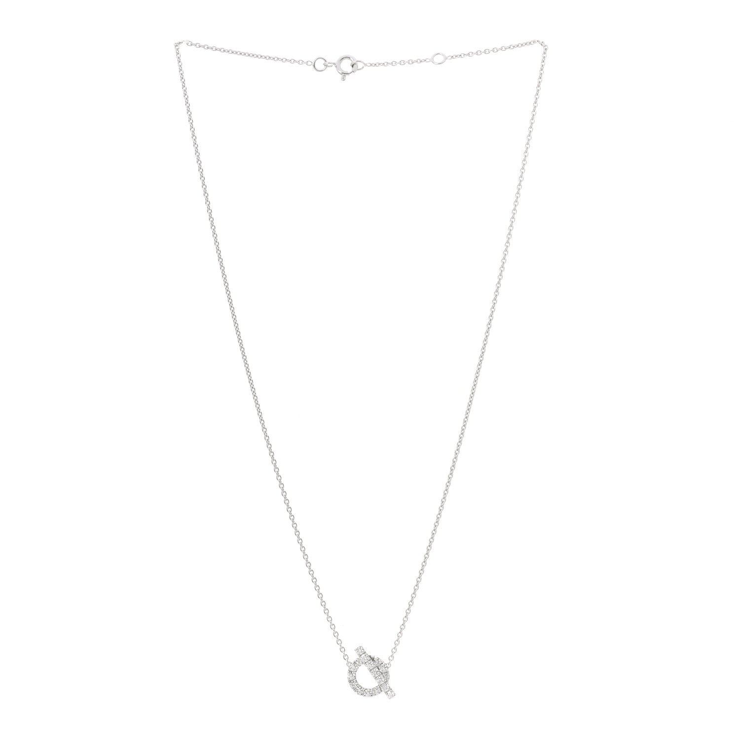 Hermes 18K White Gold Diamond Finesse Pendant Necklace 3 of 5