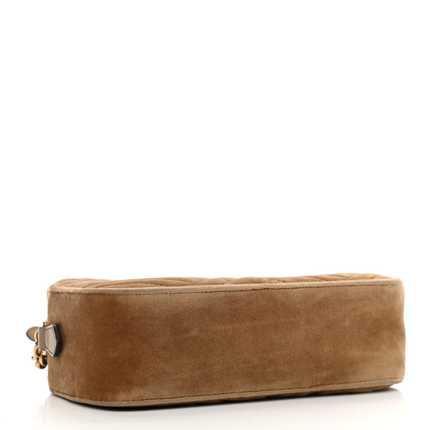 Velvet Matelasse Small GG Marmont Chain Shoulder Bag Taupe