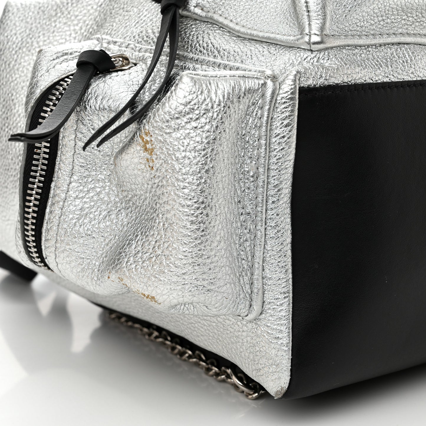 Metallic Deerskin Medium Rucksack Backpack Silver