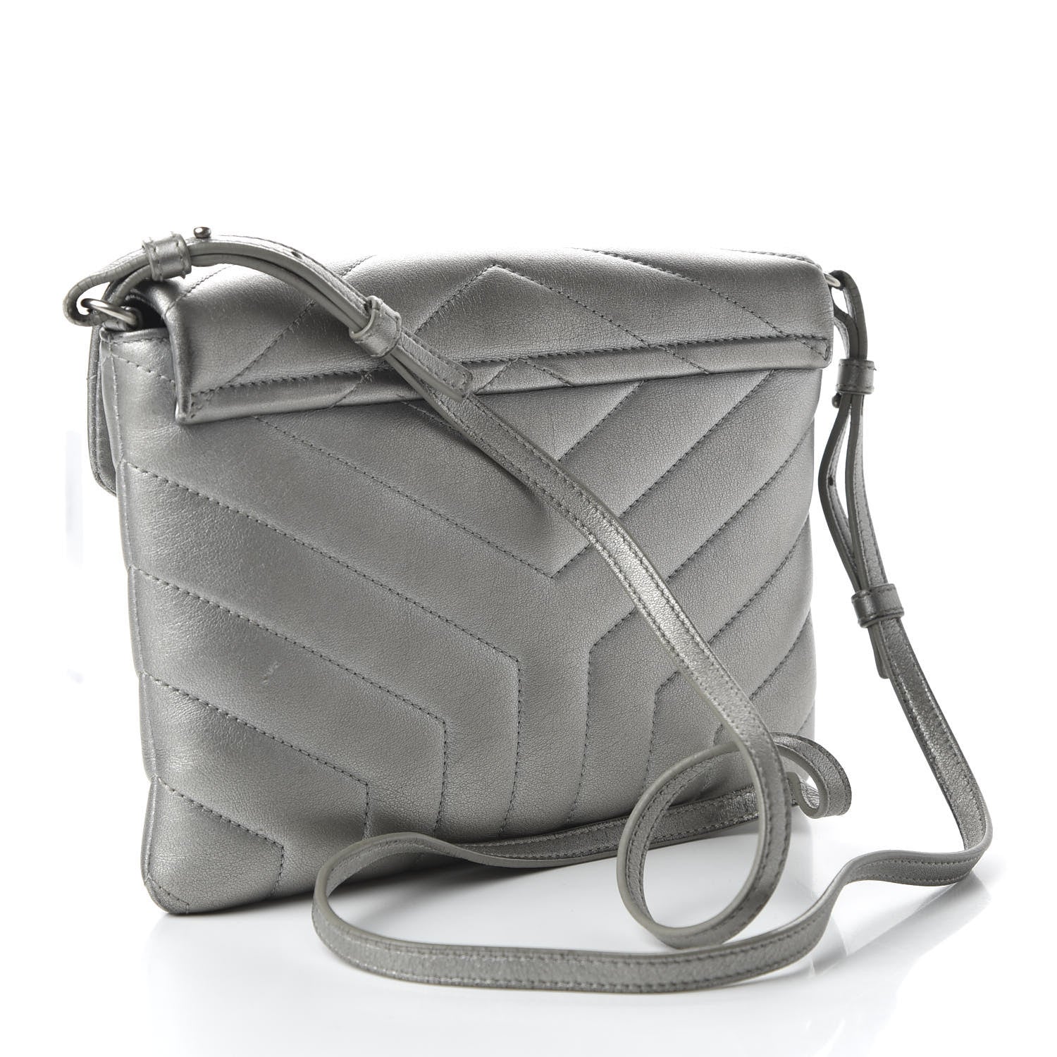 Saint Laurent Calfskin Y Quilted Monogram Loulou Flap Bag Argento 3 of 11
