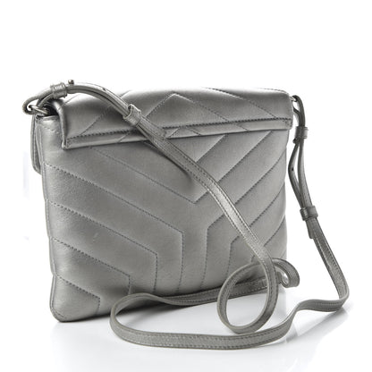Saint Laurent Calfskin Y Quilted Monogram Loulou Flap Bag Argento 3 of 11
