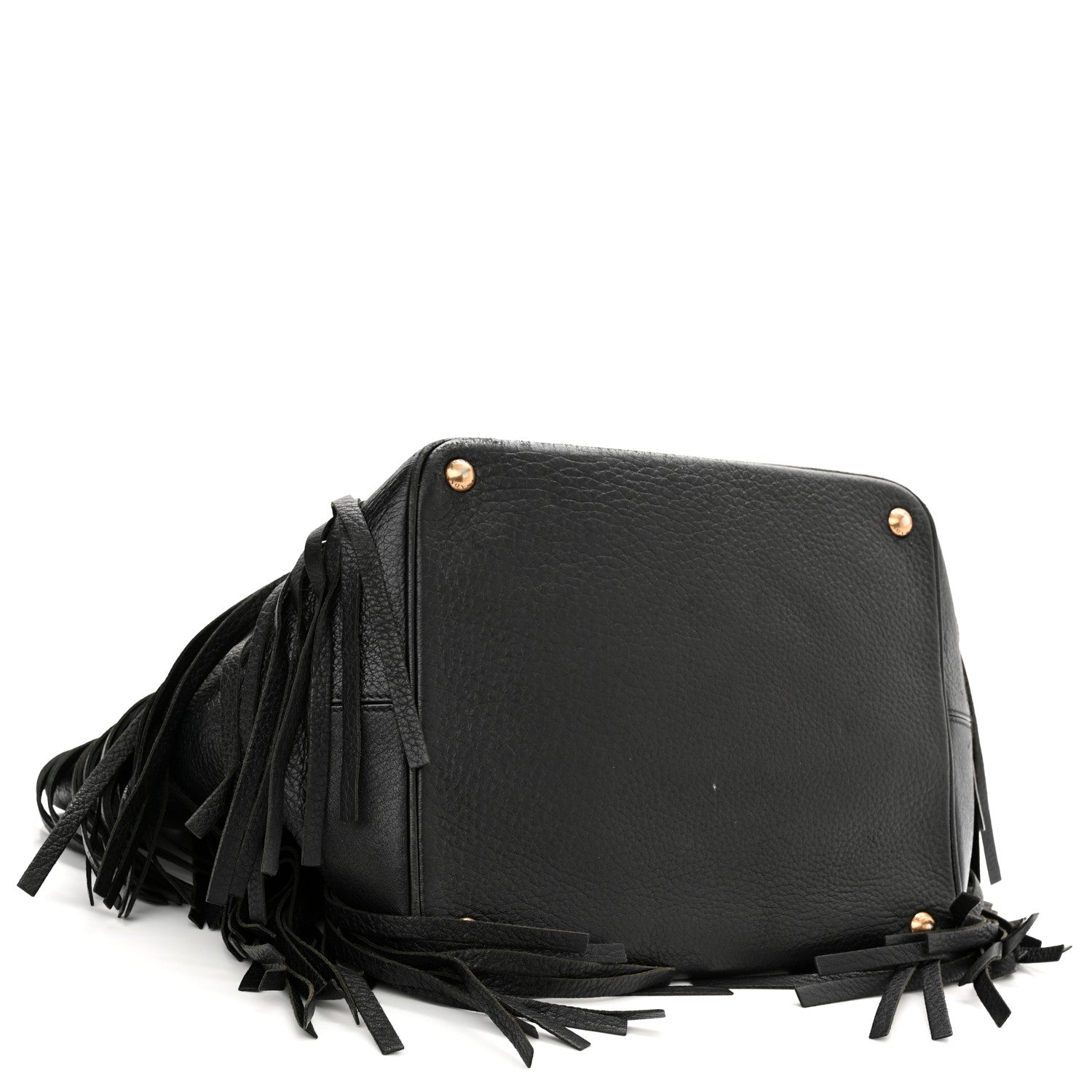 Prada Cervo Deerskin Fringe Tote Black 4 of 17