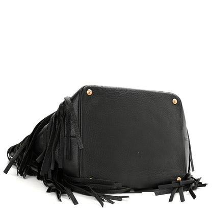 Prada Cervo Deerskin Fringe Tote Black 4 of 17