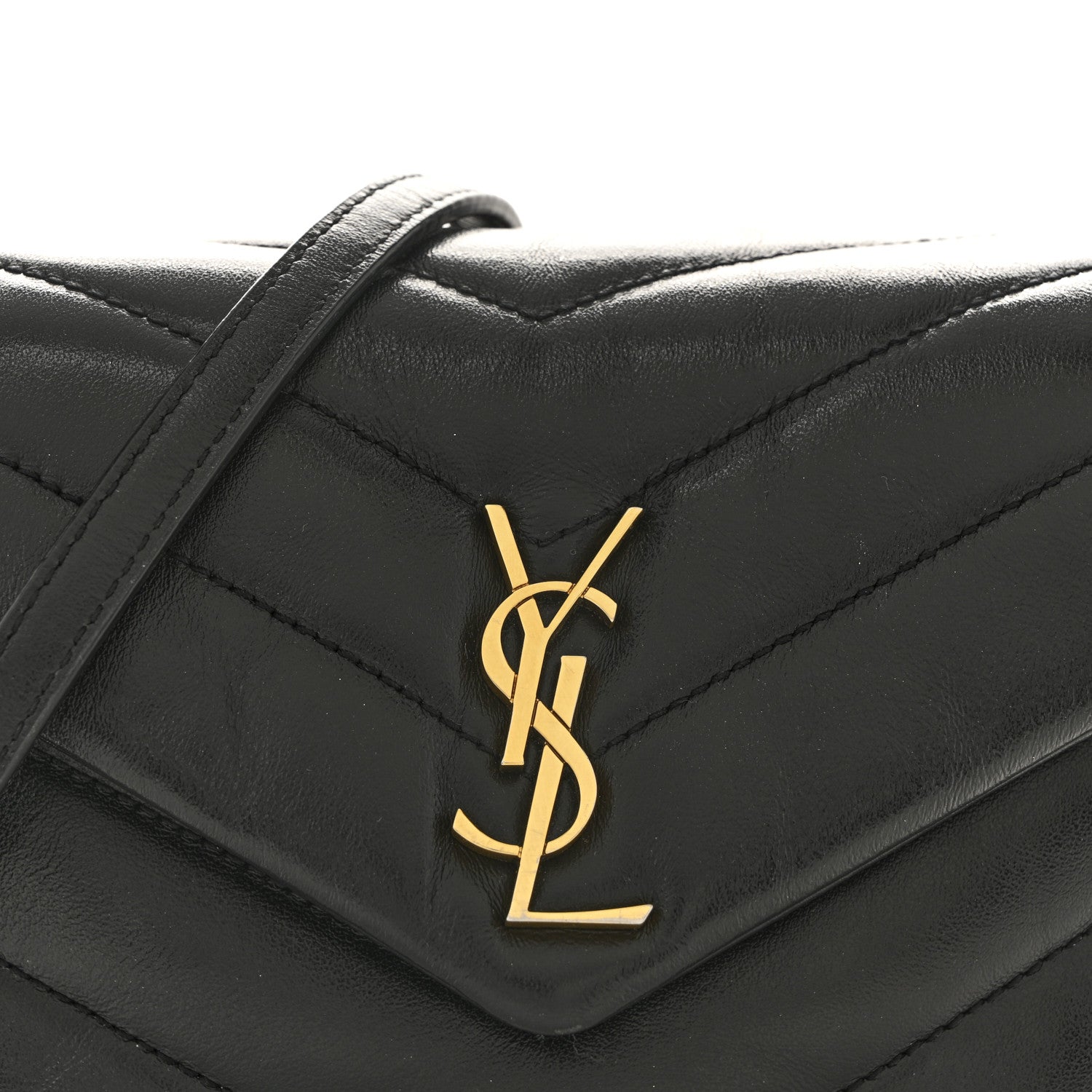 Saint Laurent Calfskin Y Quilted Monogram Toy Loulou Crossbody Bag Black 8 of 13