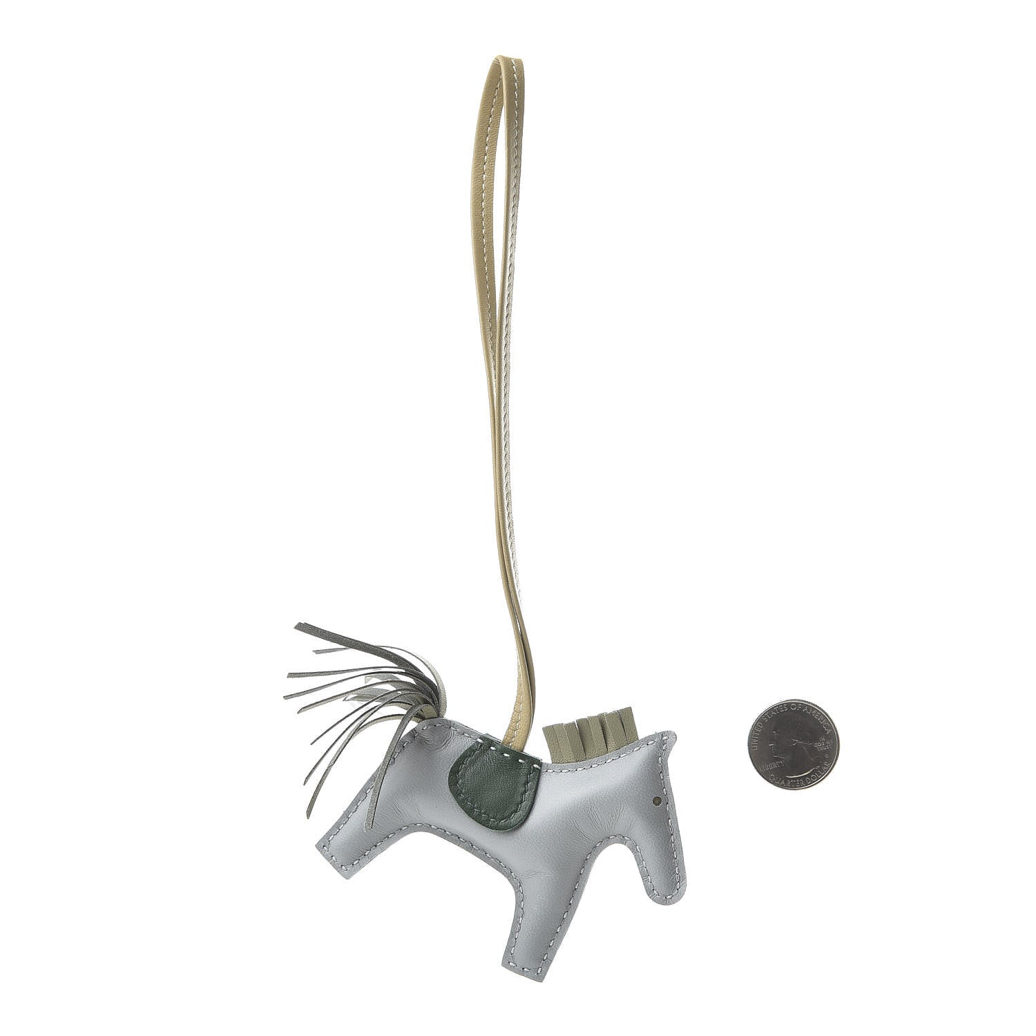 Hermes Milo Lambskin Grigri Rodeo Horse Bag Charm PM Bleu Glacier Sauge Vert Anglais Trench 2 of 4