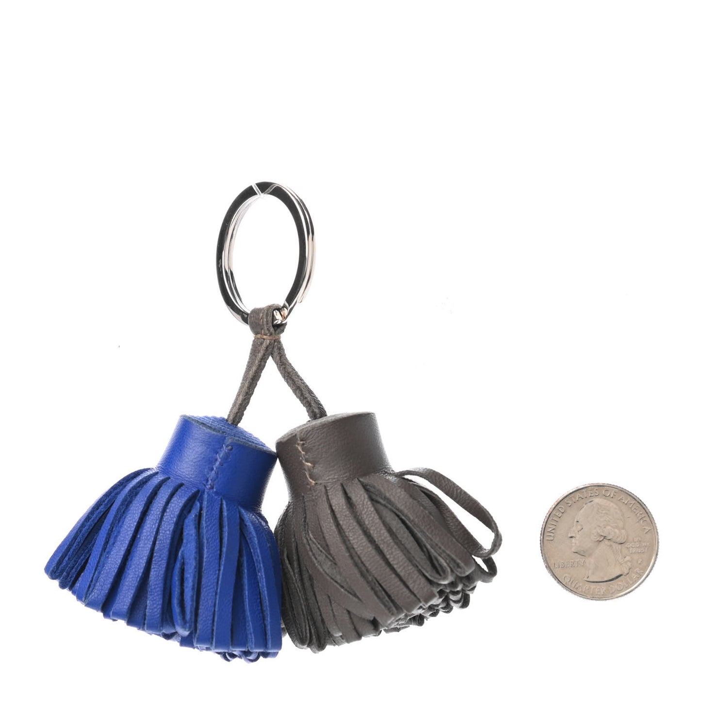 Lambskin Carmen Uno-Dos Key Holder Etain Bleu Electrique