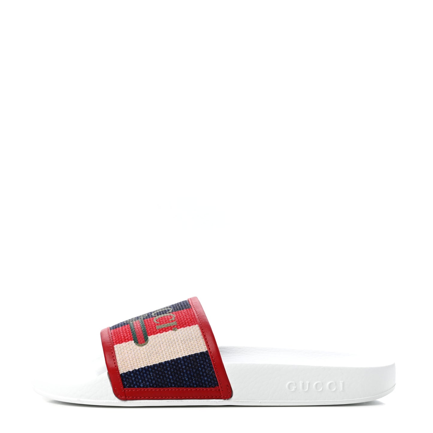Canvas Sylvie Stripe Logo Pursuit Slide Sandals 39 Mystic White Hibiscus Red Maritime