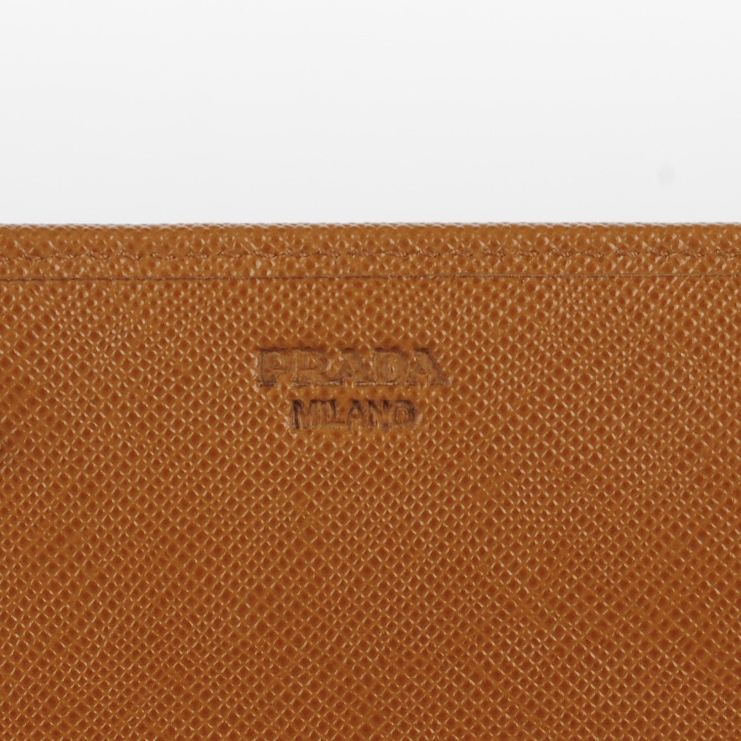 Prada Saffiano Triangle Continental Flap Wallet Caramel 9 of 10