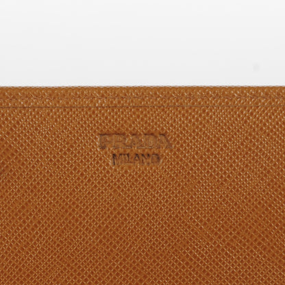 Prada Saffiano Triangle Continental Flap Wallet Caramel 9 of 10