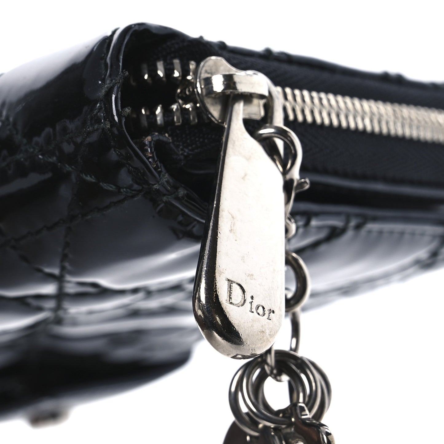 Patent Cannage Lady Dior Continental Wallet Black