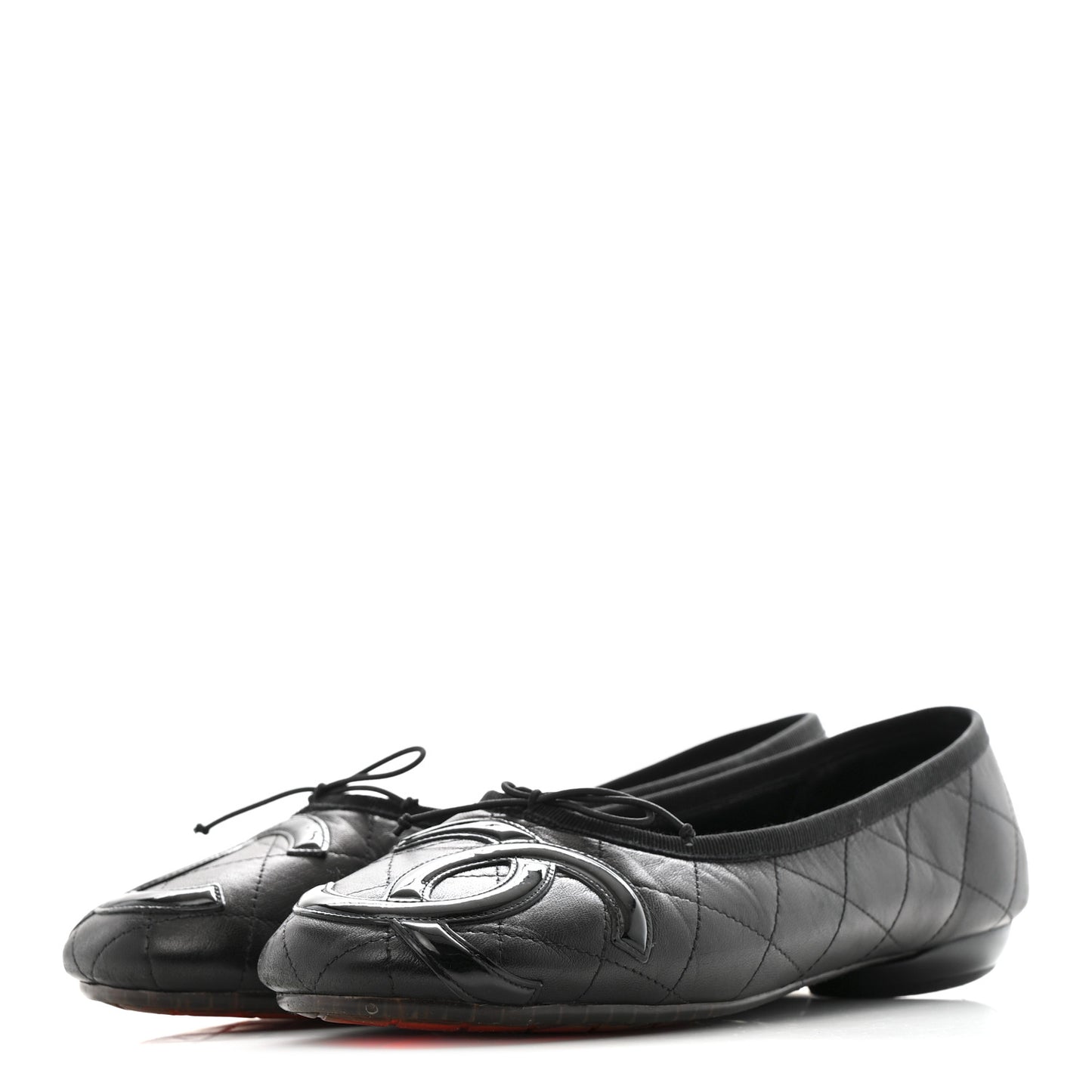 Lambskin Quilted Cambon Ballerina Flats 40 Black