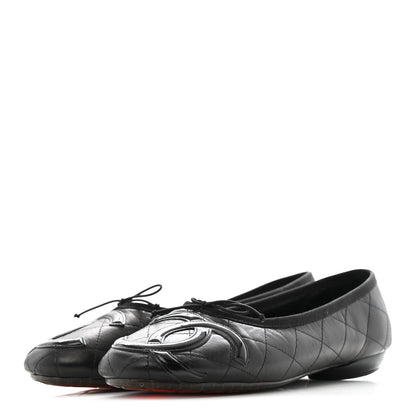 Chanel Lambskin Quilted Cambon Ballerina Flats 40 Black 4 of 12