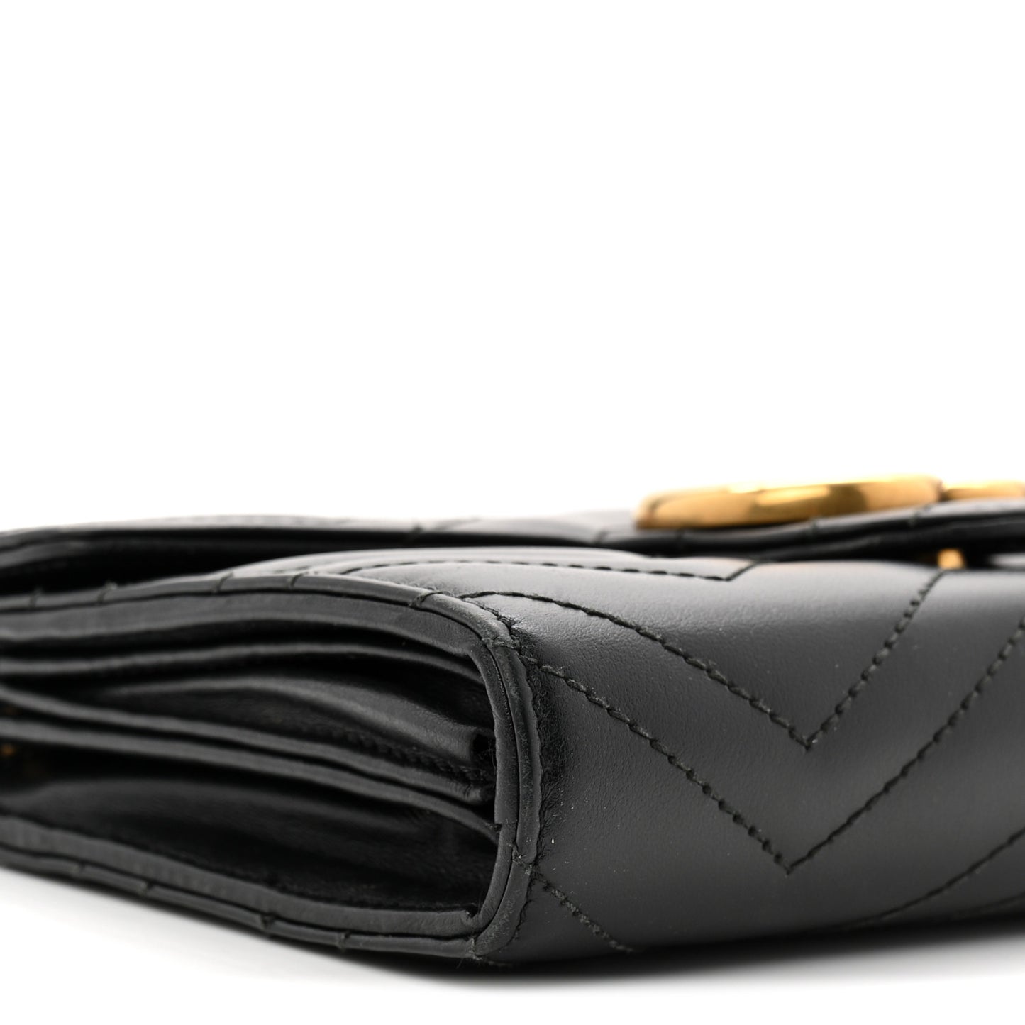 Calfskin Matelasse GG Marmont Chain Wallet Black