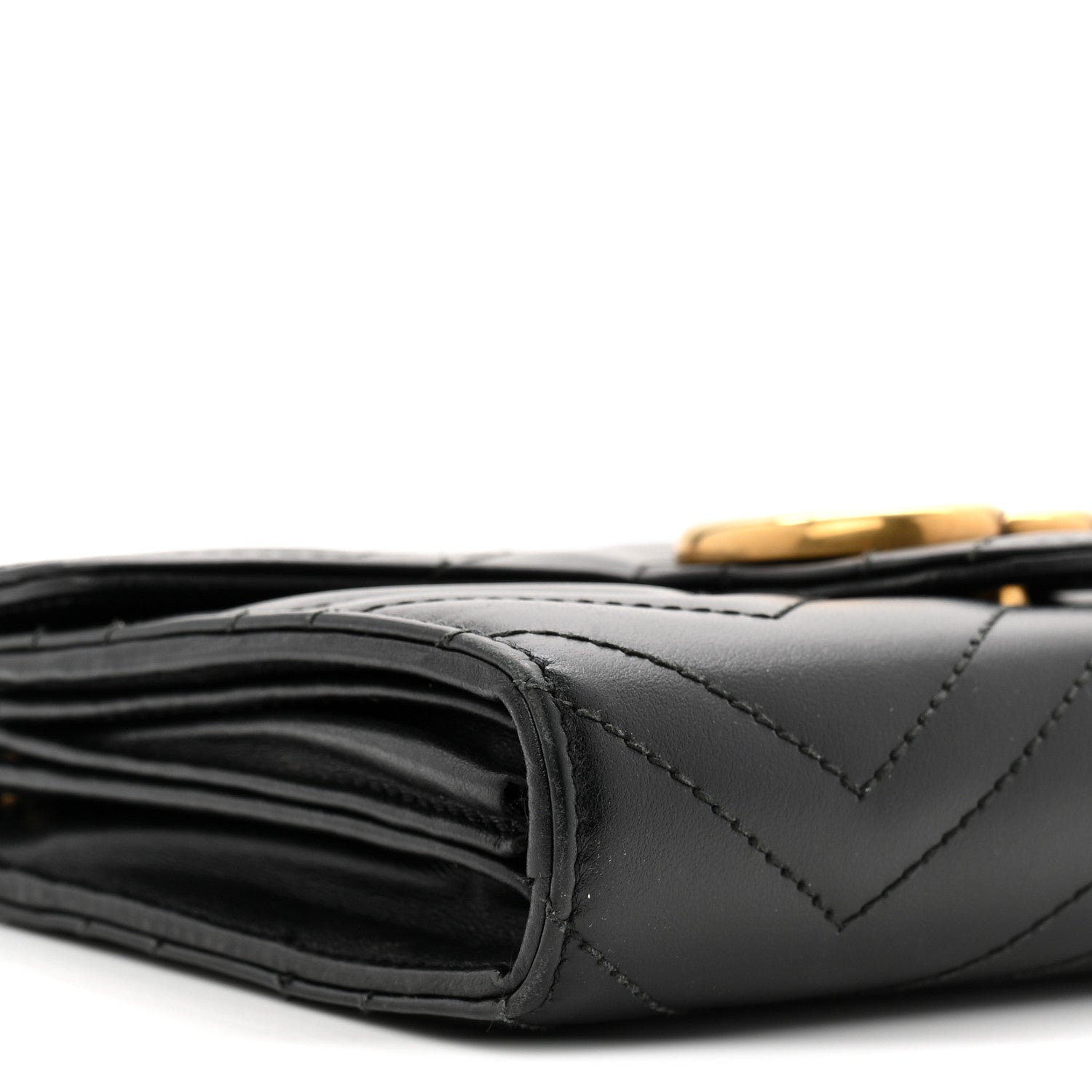 Gucci Calfskin Matelasse GG Marmont Chain Wallet Black 9 of 10