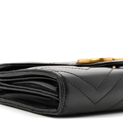 Gucci Calfskin Matelasse GG Marmont Chain Wallet Black 9 of 10