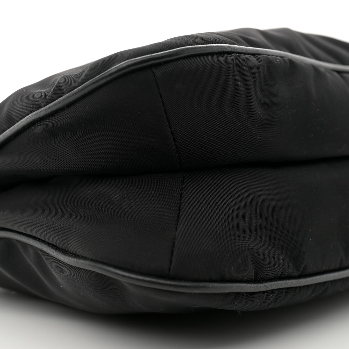 Tessuto Nylon Soft Calfskin Shoulder Bag Black