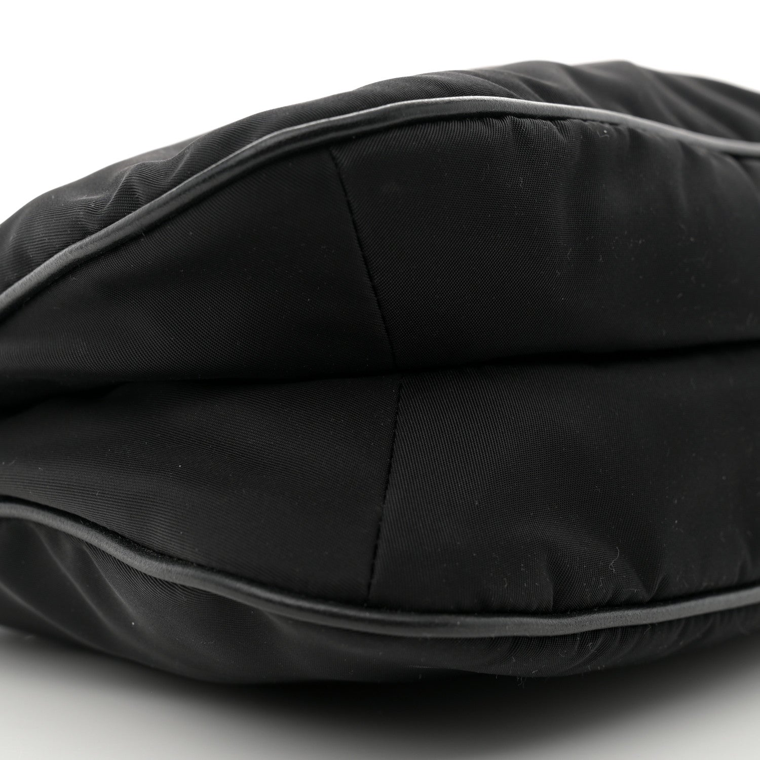 Prada Tessuto Nylon Soft Calfskin Shoulder Bag Black 8 of 9