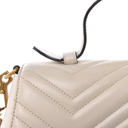 Gucci Calfskin Matelasse Small GG Marmont Top Handle Shoulder Bag White 10 of 13