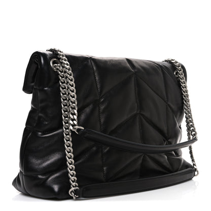 Saint Laurent Lambskin Quilted Medium Loulou Puffer Monogram Chain Satchel Black 3 of 10