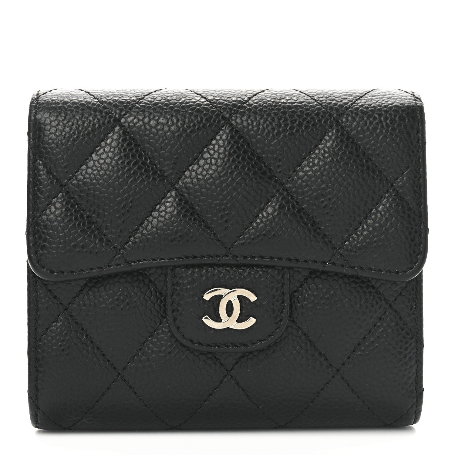Chanel Caviar Quilted Compact Flap Wallet Black 1 of 9