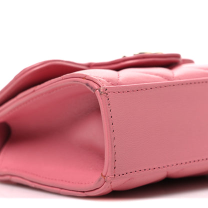 Chanel Lambskin Quilted Top Handle Clutch With Chain Pink 9 of 12