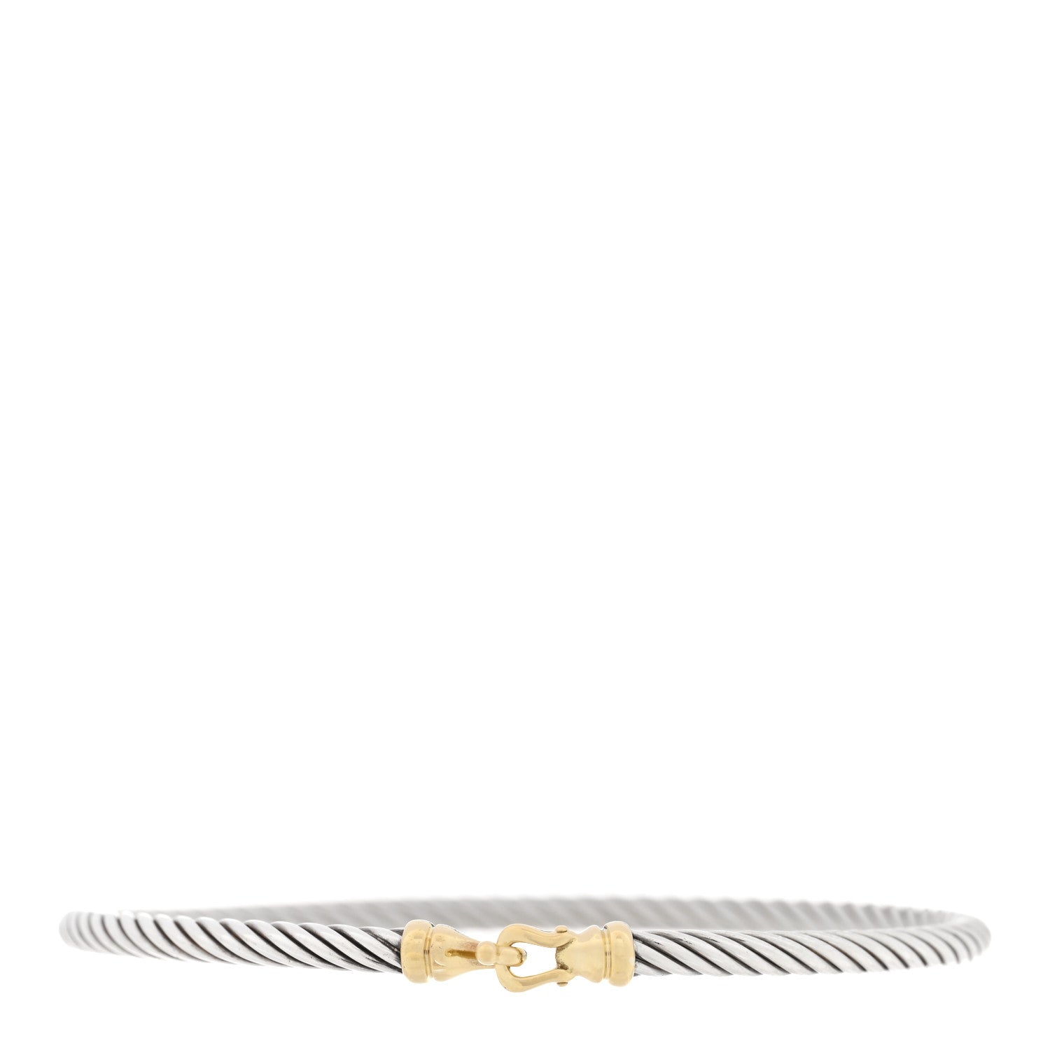 David Yurman Sterling Silver 18K Yellow Gold 3mm Cable Buckle Bracelet 1 of 4