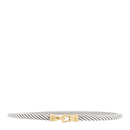 David Yurman Sterling Silver 18K Yellow Gold 3mm Cable Buckle Bracelet 1 of 4