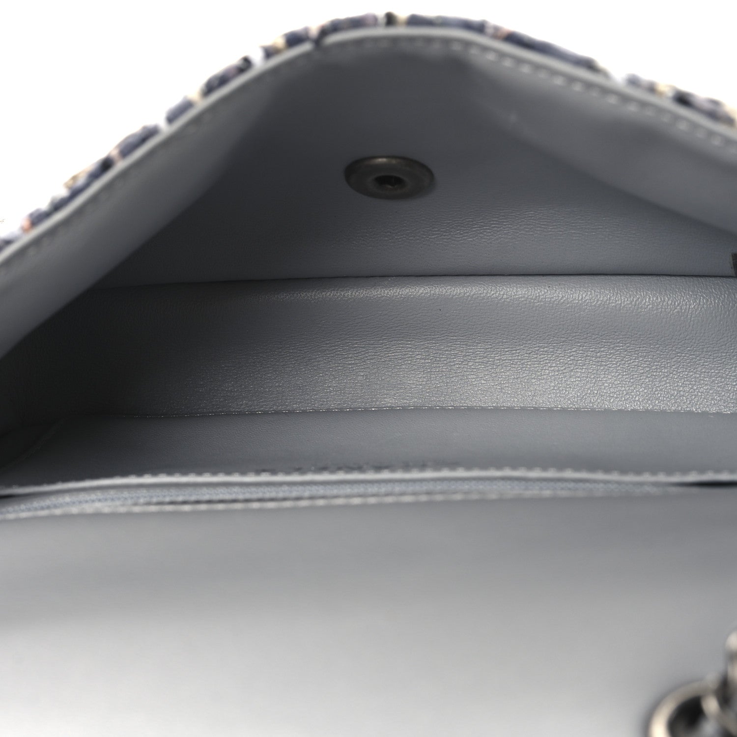 Chanel Tweed Quilted Mini Side Pearl Flap Bag Grey 5 of 10