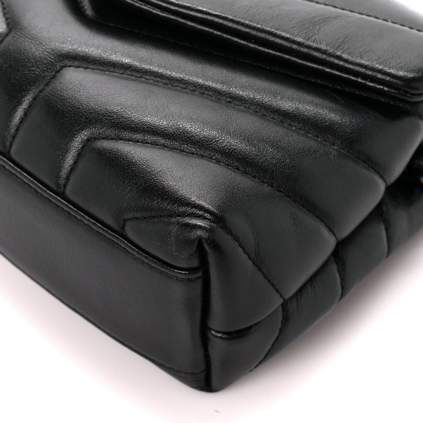 Calfskin Y Quilted Monogram Monochrome Toy Loulou Crossbody Bag Black