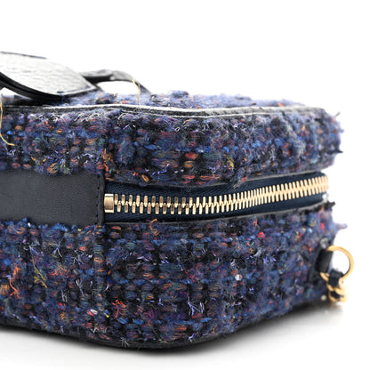 Chanel Tweed Snakeskin Quilted Small CC Filigree Vanity Case Navy Multicolor 10 of 11