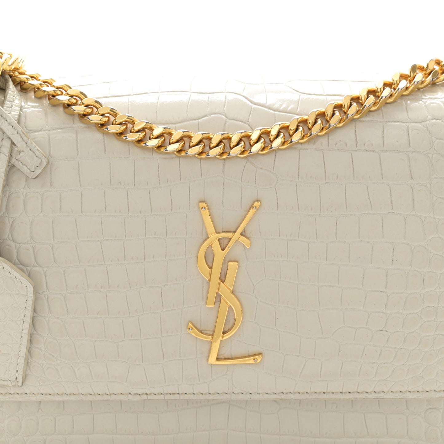 Calfskin Crocodile Embossed Medium Monogram Sunset Blanc Vintage