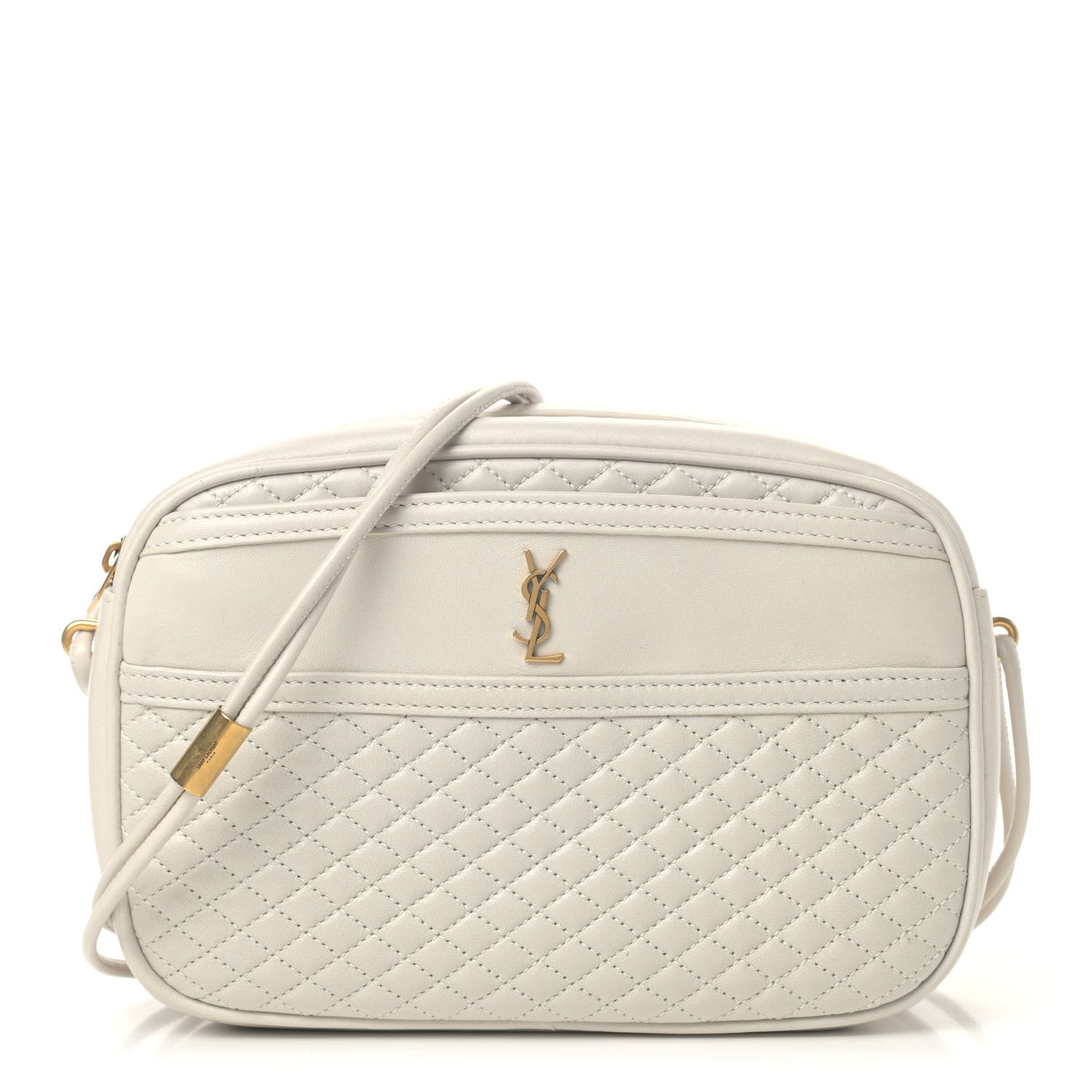 Saint Laurent Lambskin Quilted Victoire Camera Bag Blanc Vintage 1 of 4