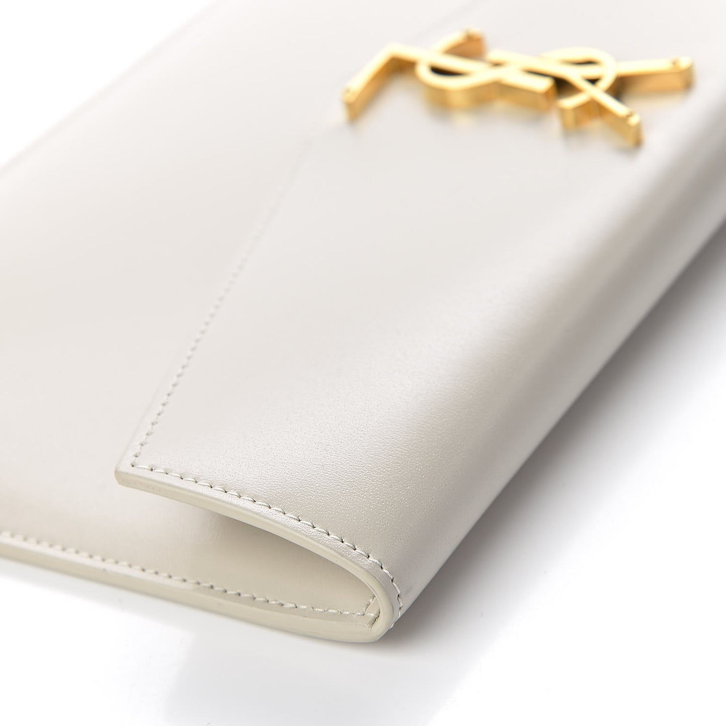 Smooth Shiny Calfskin Uptown Pouch Crema Soft