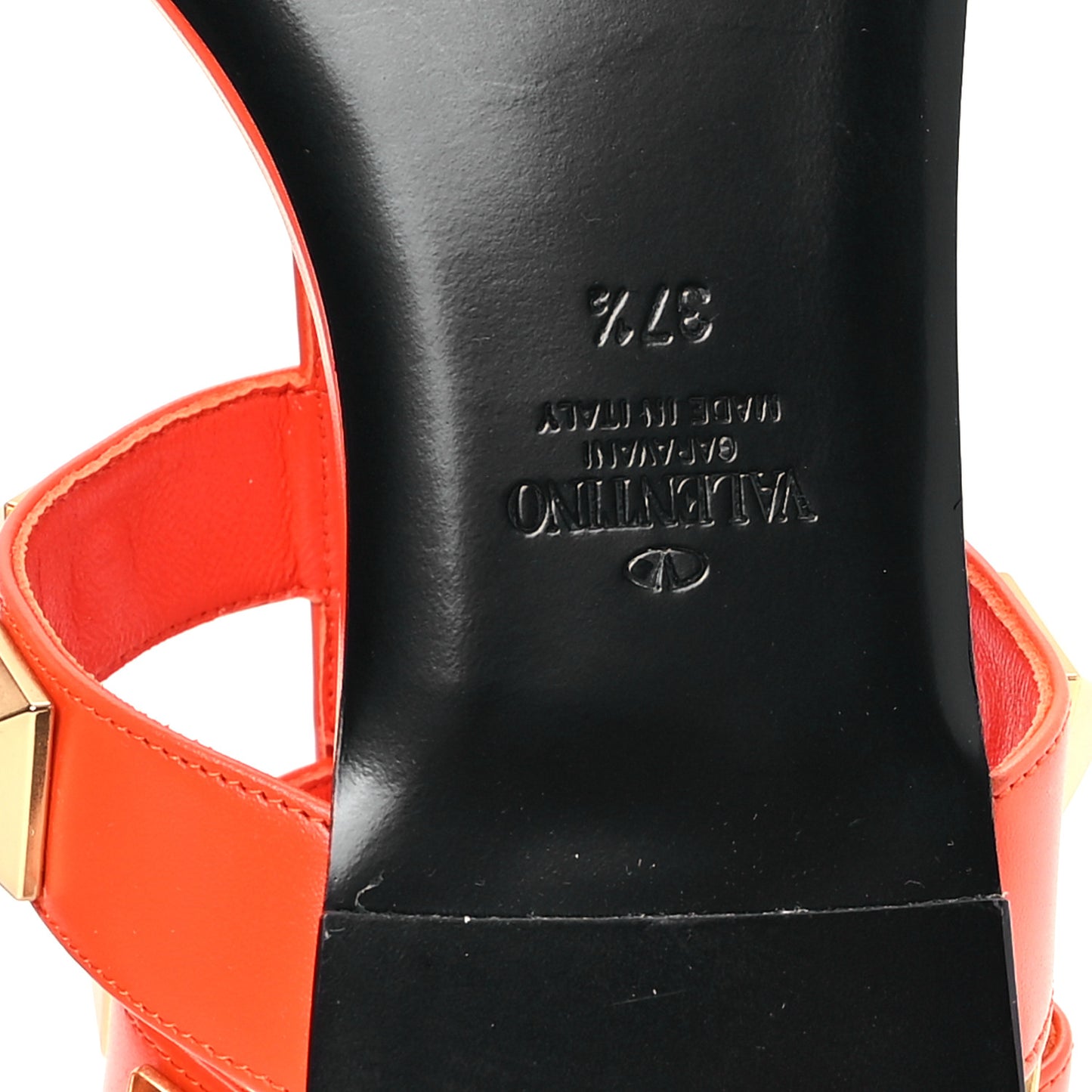Calfskin Roman Stud Ankle Strap Flat Sandals 37.5 Titian