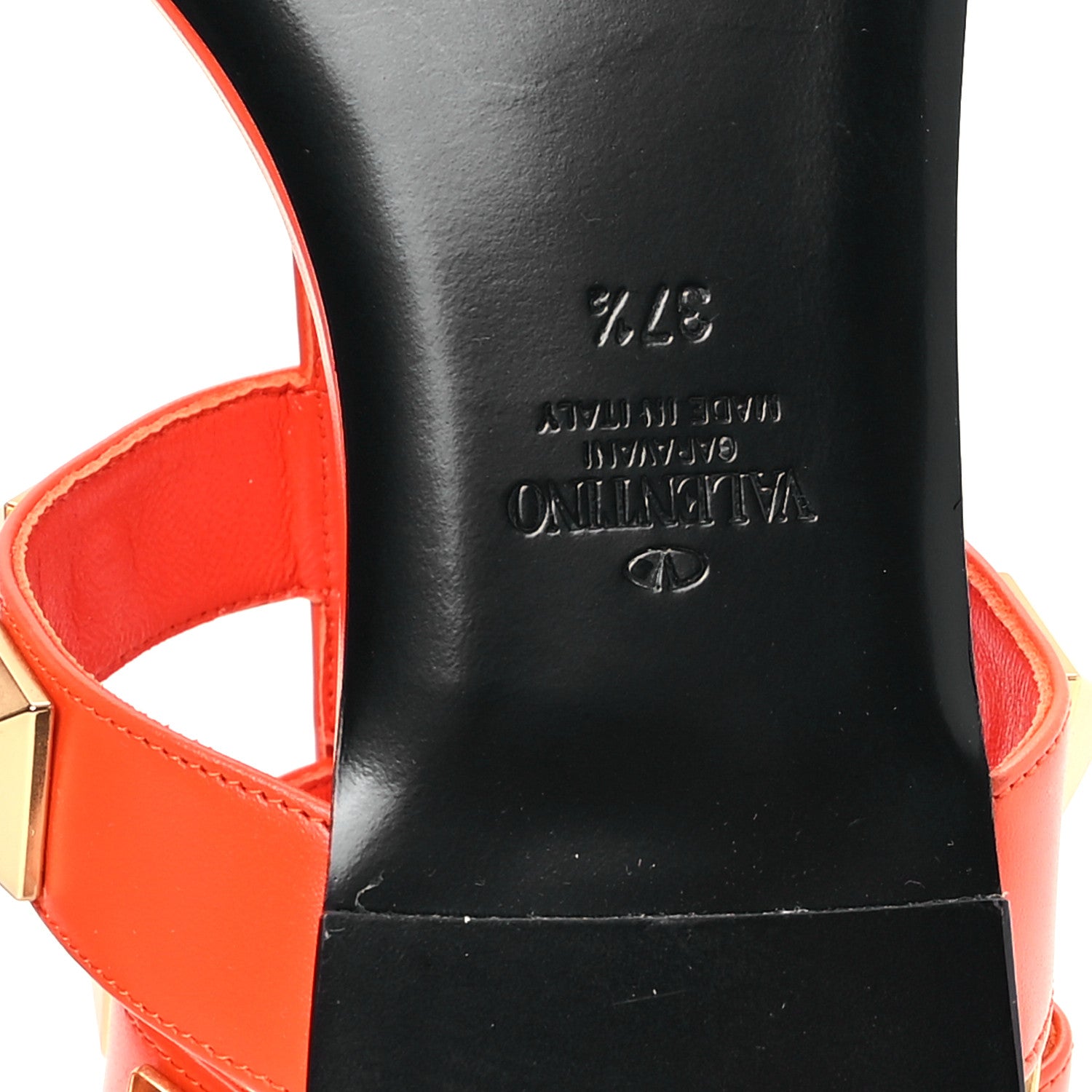 Valentino Garavani Calfskin Roman Stud Ankle Strap Flat Sandals 37.5 Titian 7 of 10