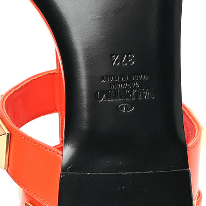 Valentino Garavani Calfskin Roman Stud Ankle Strap Flat Sandals 37.5 Titian 7 of 10