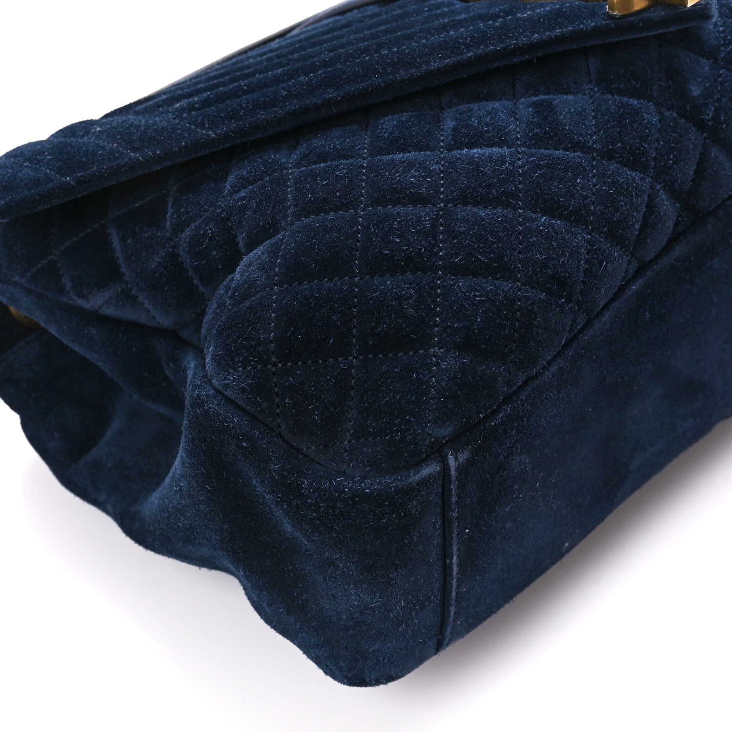Saint Laurent Suede Mixed Matelasse Tri-Quilt Large Monogram Envelope Satchel Navy Blue 10 of 11