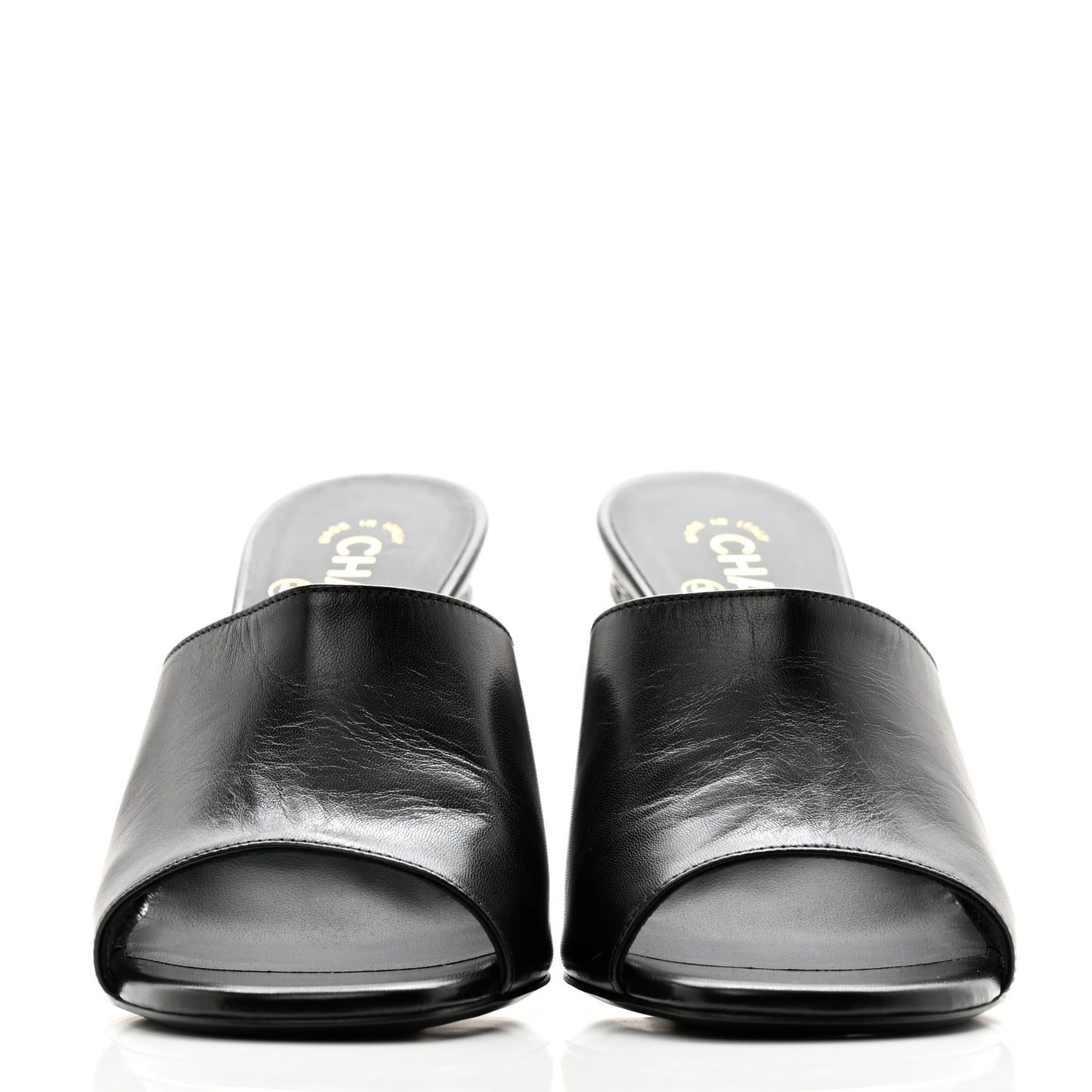 Shiny Goatskin Pearl Mule 40 Black