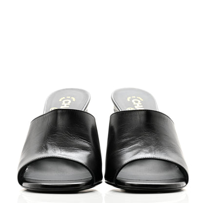 Chanel Shiny Goatskin Pearl Mule 40 Black 2 of 9