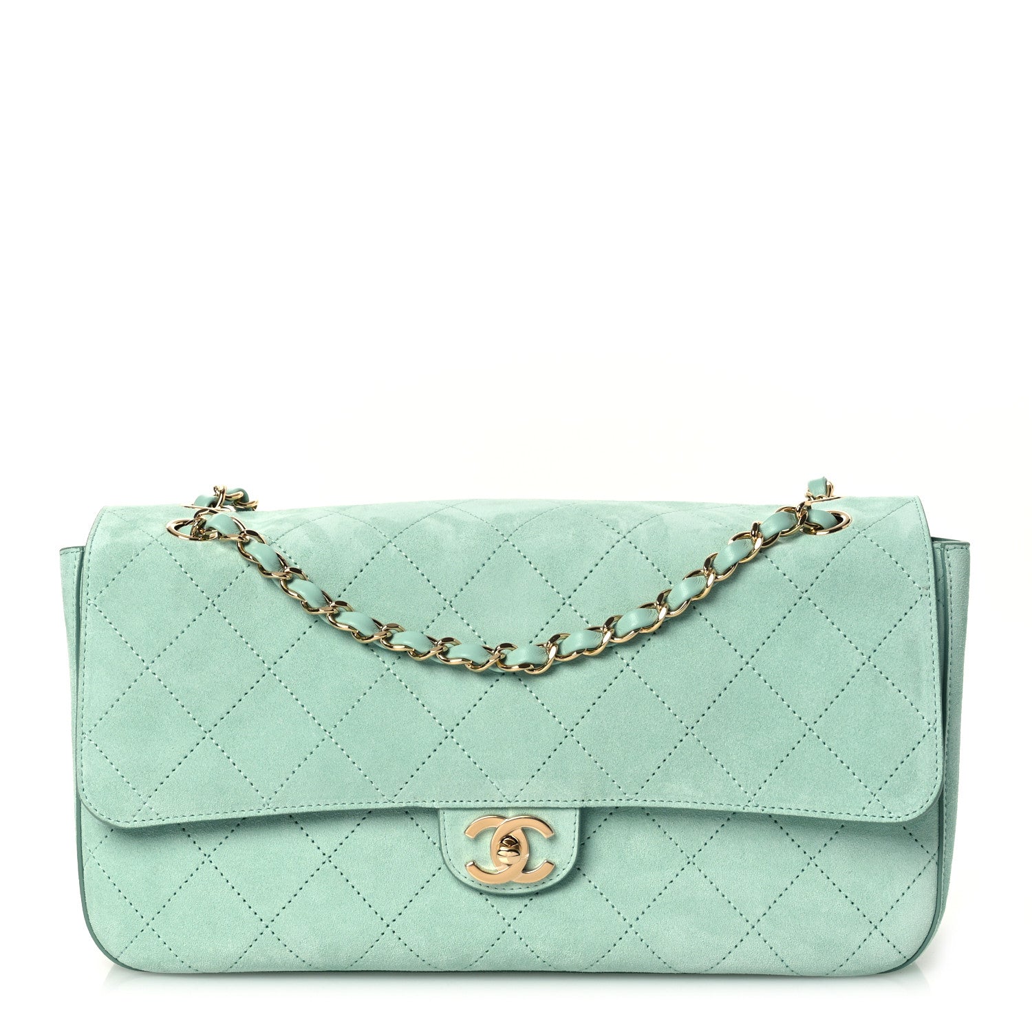 Chanel Suede Calfskin Small Souplissimo Maxi Flap Green 1 of 22