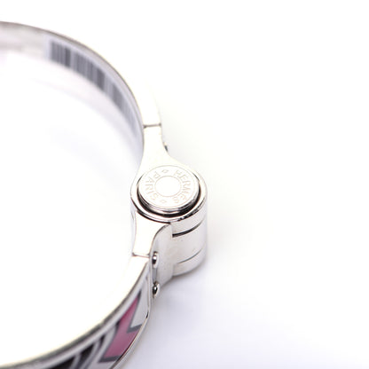 Hermes Enamel Printed Narrow Washington's Carriage Tattoo Hinged Bracelet S Faux Gris 7 of 13