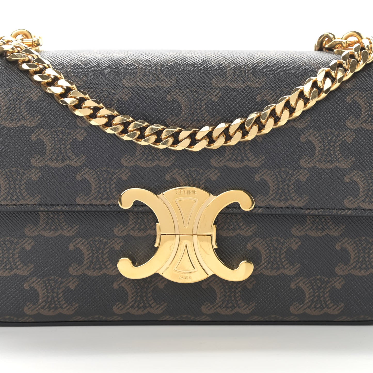 Triomphe Canvas Chain Shoulder Bag Tan