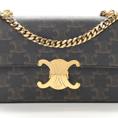 Celine Triomphe Canvas Chain Shoulder Bag Tan 9 of 13