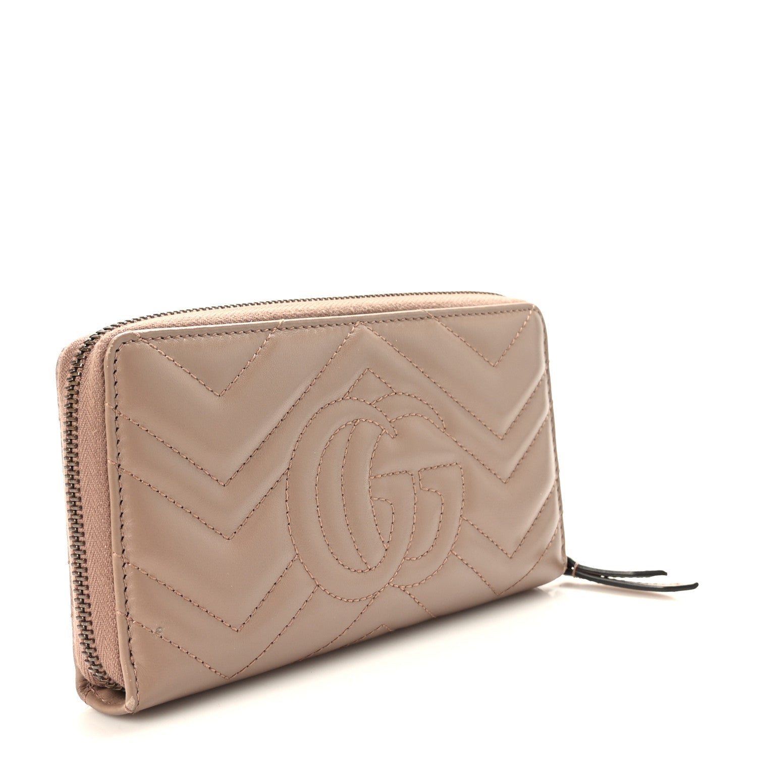 Gucci Calfskin Matelasse GG Marmont Zip Around Wallet Porcelain Rose 3 of 6